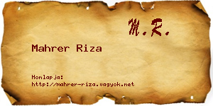 Mahrer Riza névjegykártya
